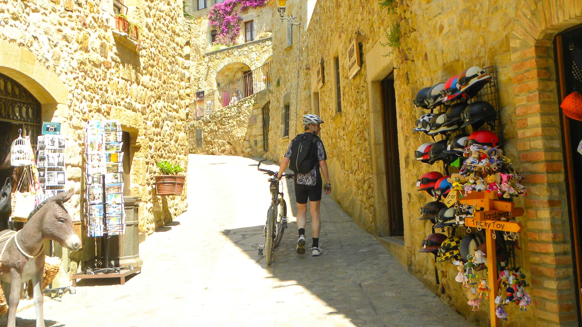 Cyclist on an easy cycling route from Girona, Catalonia