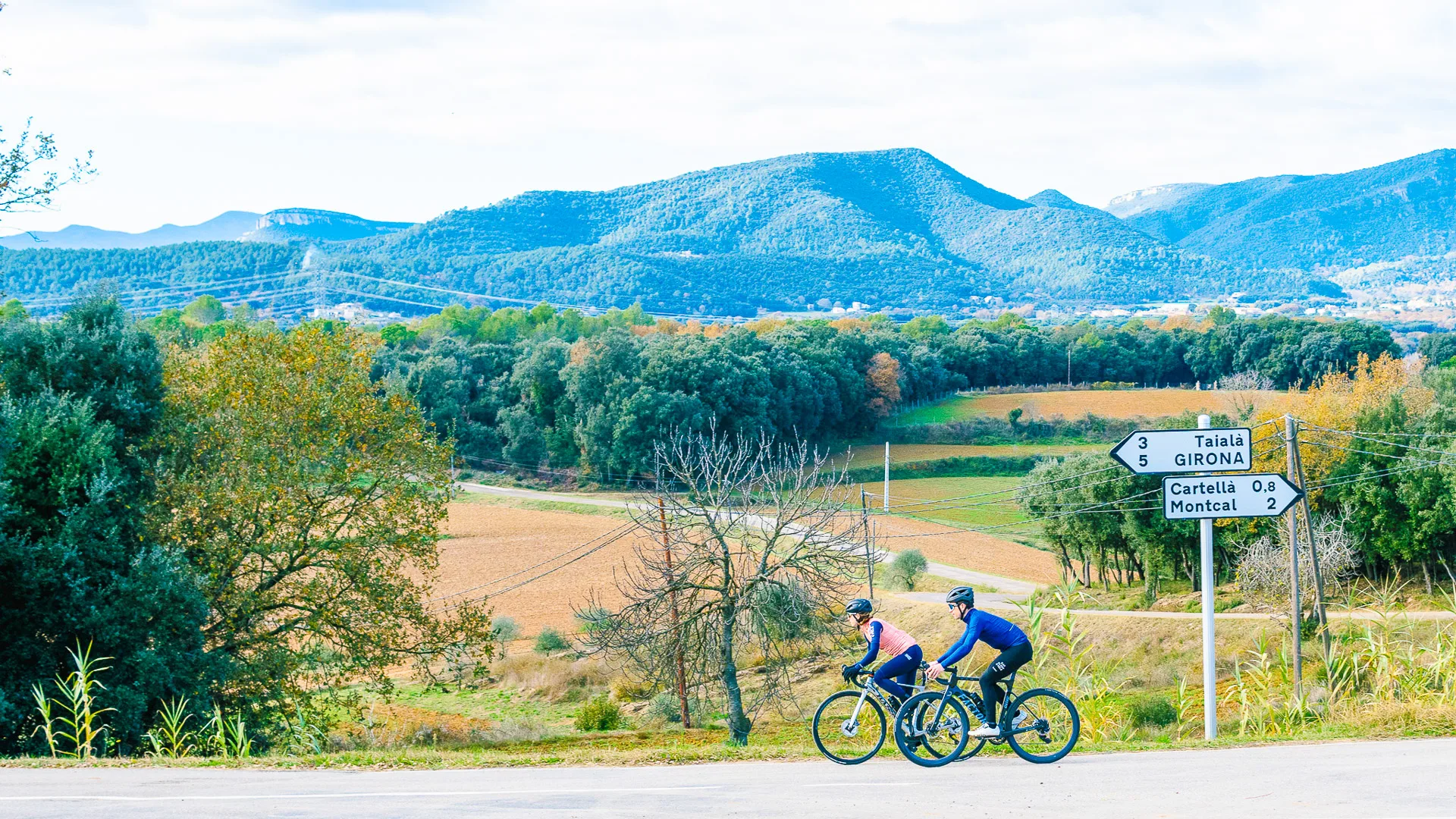 Cyclists on an easy spin around Girona