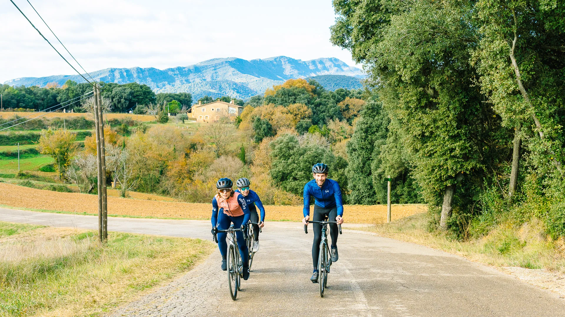 Cyclists cycling around Girona