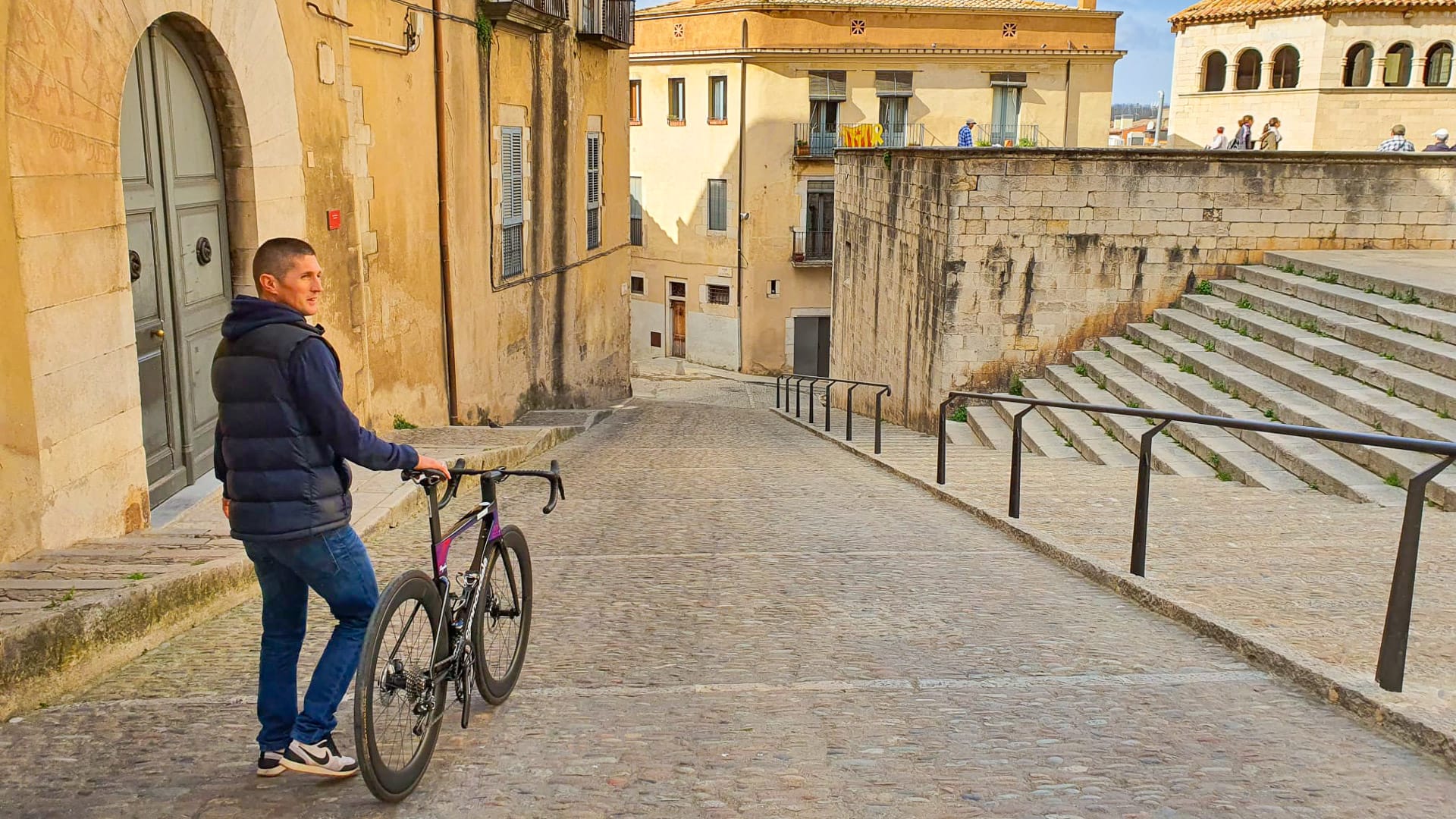 Walking out of Hotel Historic/Casa Casundro apartments Girona