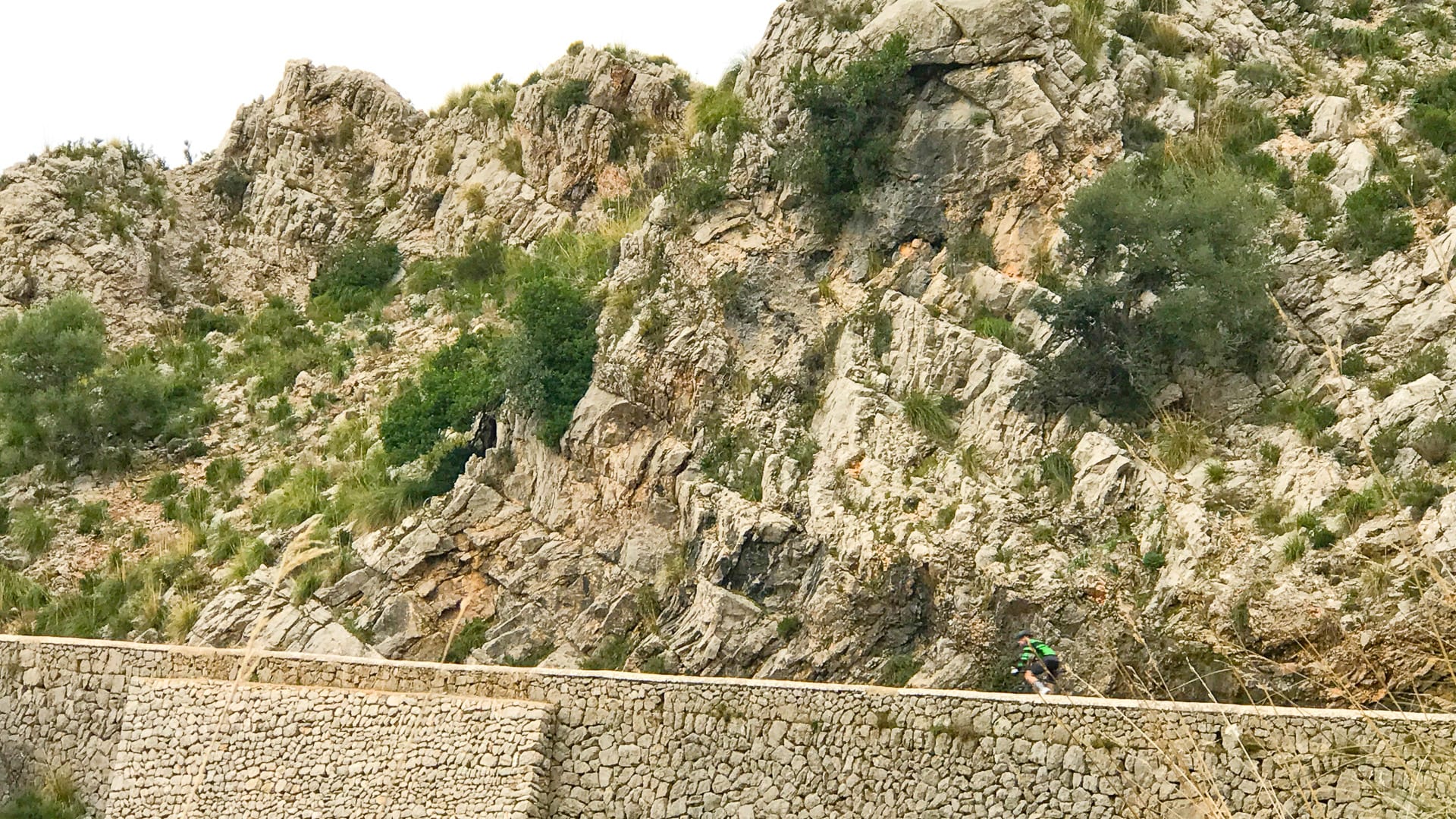 Massive rock walls support the Sa Calobra route