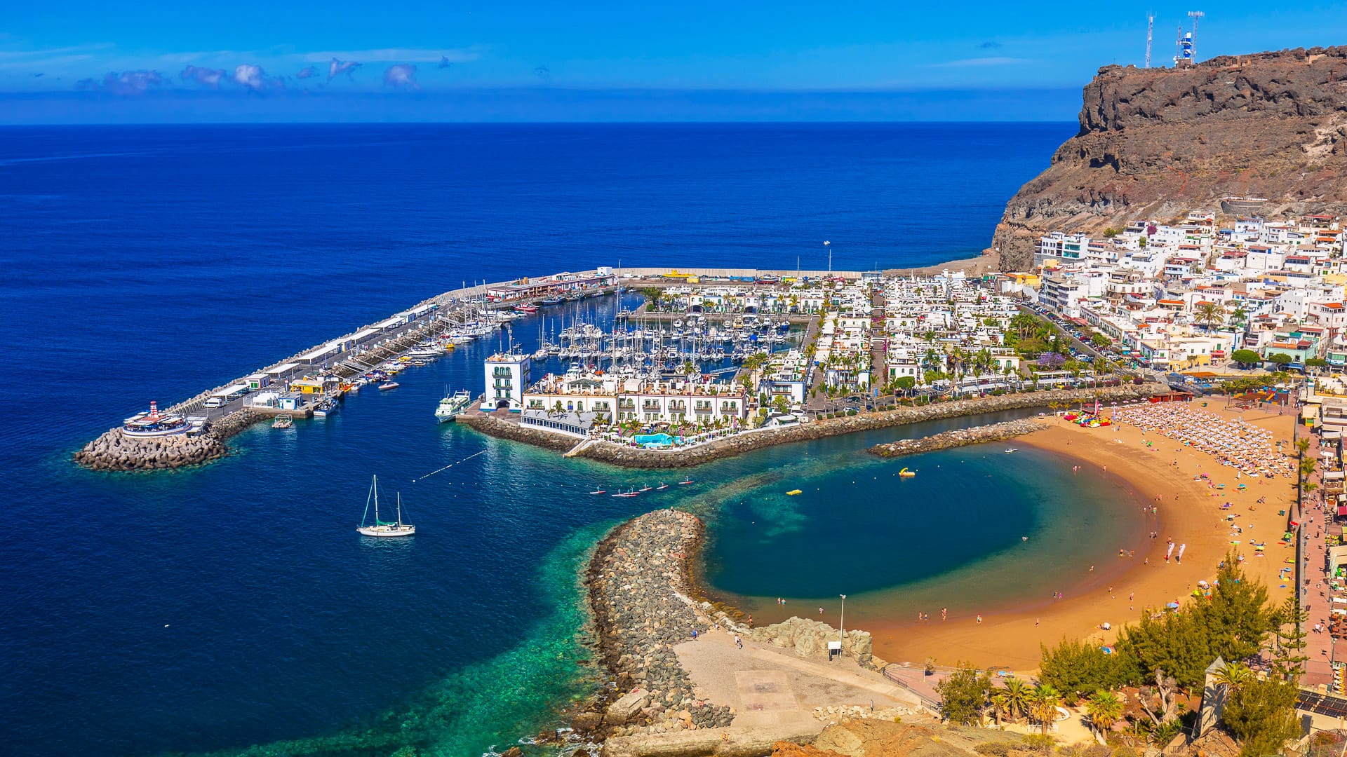 Aerial view of Puerto de Mogan, Gran Canaria