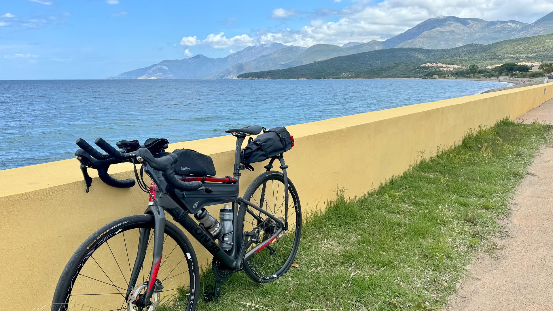 SaintFlorent view with a bike parked in Corsica 