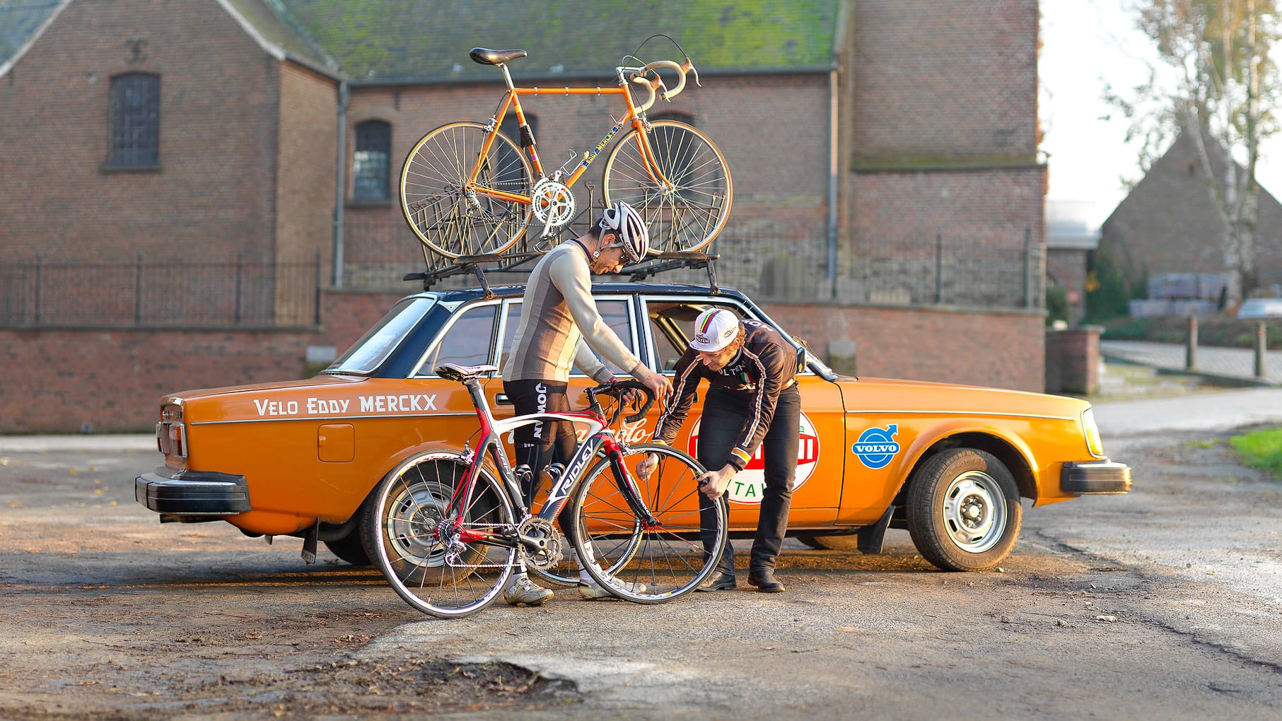Two cyclists getting ready bike tour in Belgium