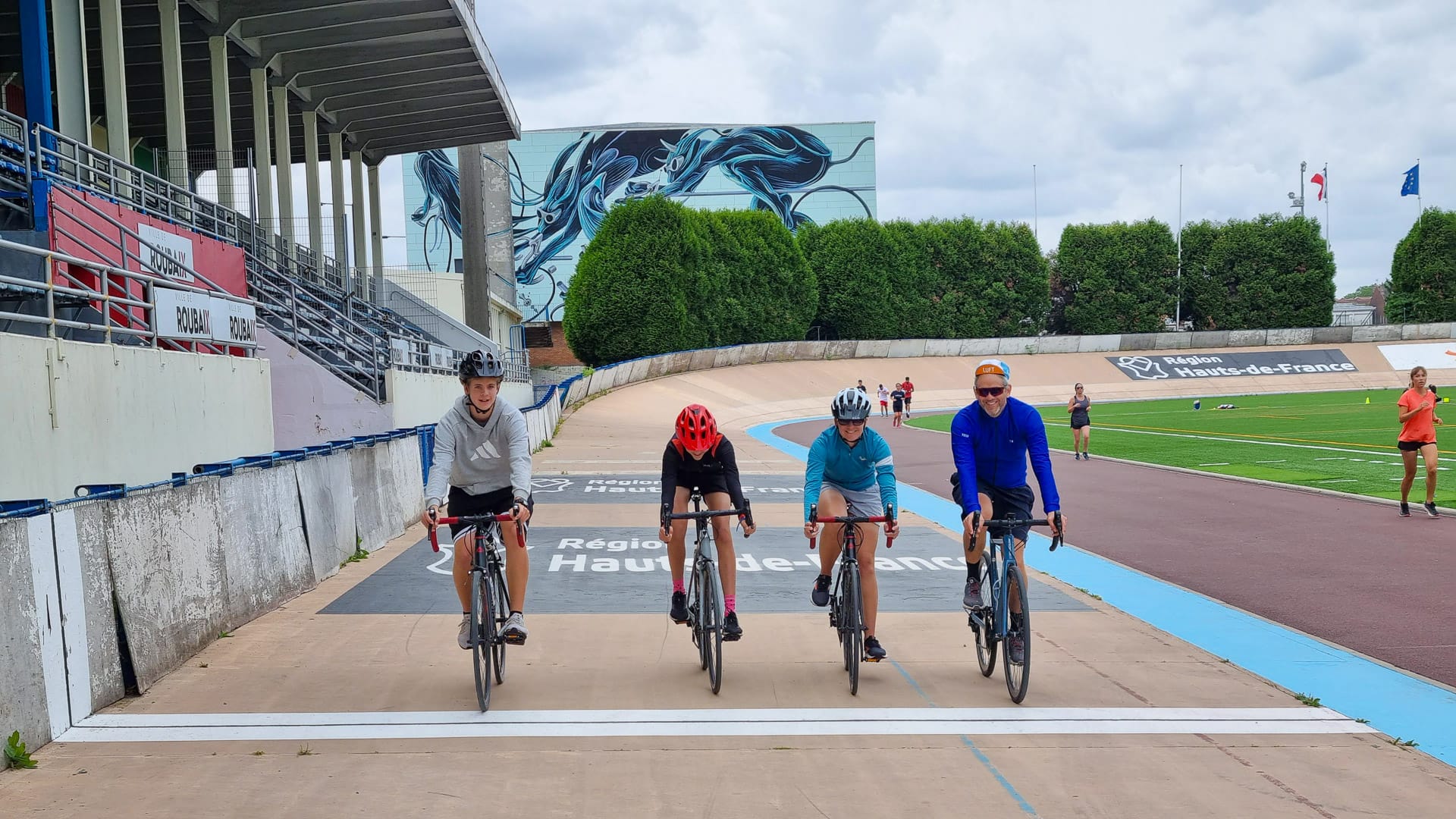 Cyclists on the Roubaix Velodrome Belgium 