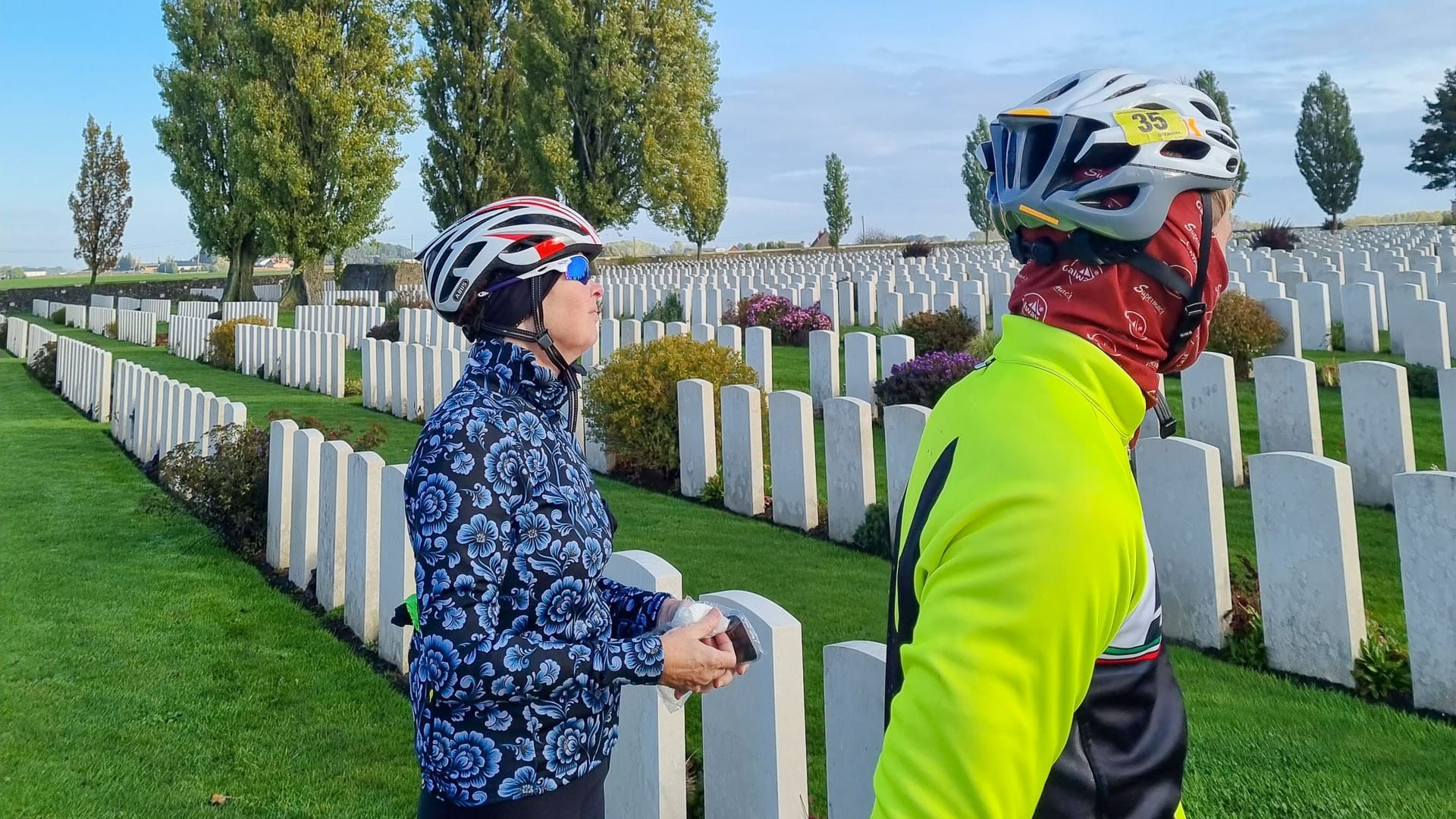 Two cyclists doing a beautiful place bike tour in Belgium 