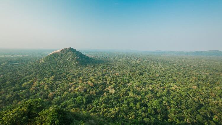 Aerial view of Sri Lanka's Sigiriya Lion Rock Fortress