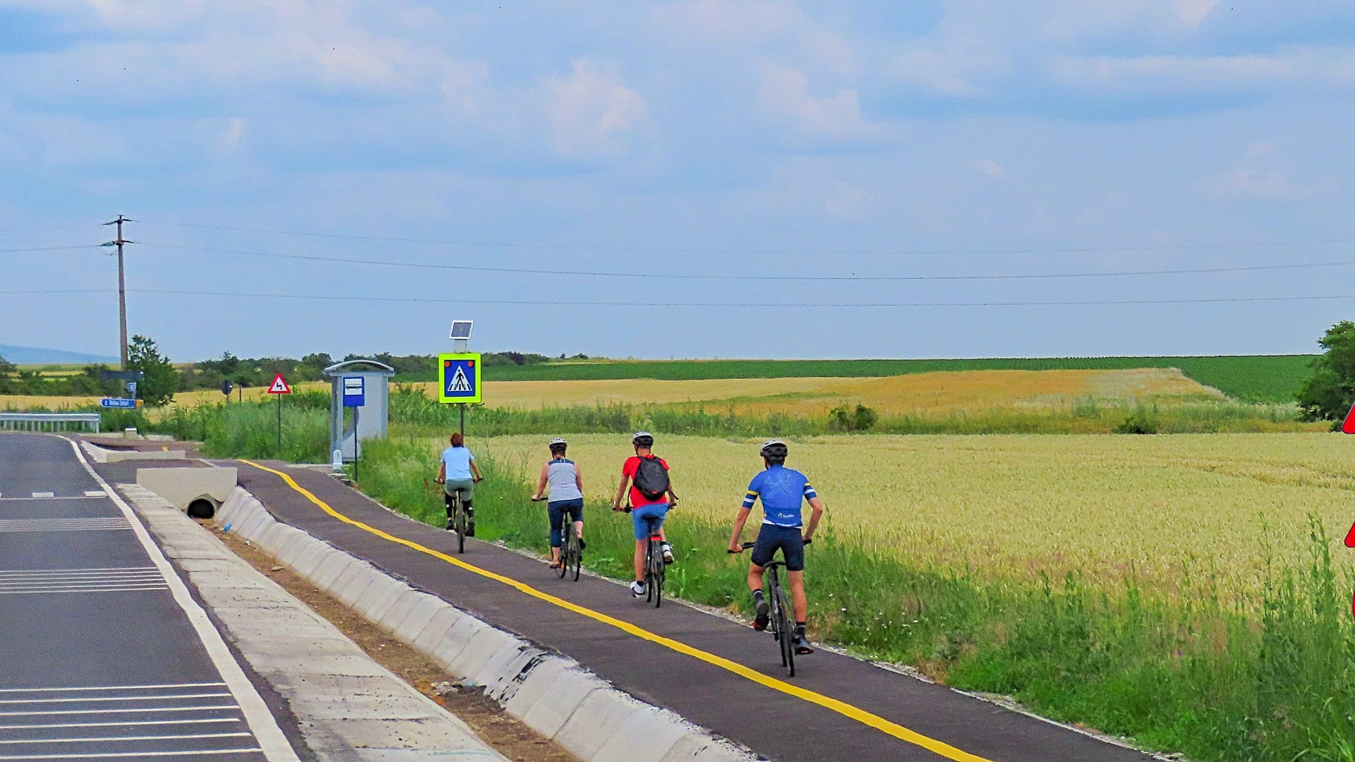 Cyclist enjoying an easy tour on quiet roads near Bucharest