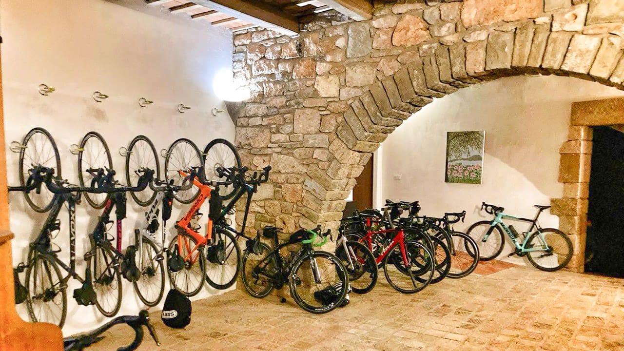 Cyclist-friendly facilities at Hotel Mas Pelegri include a secure bike storage