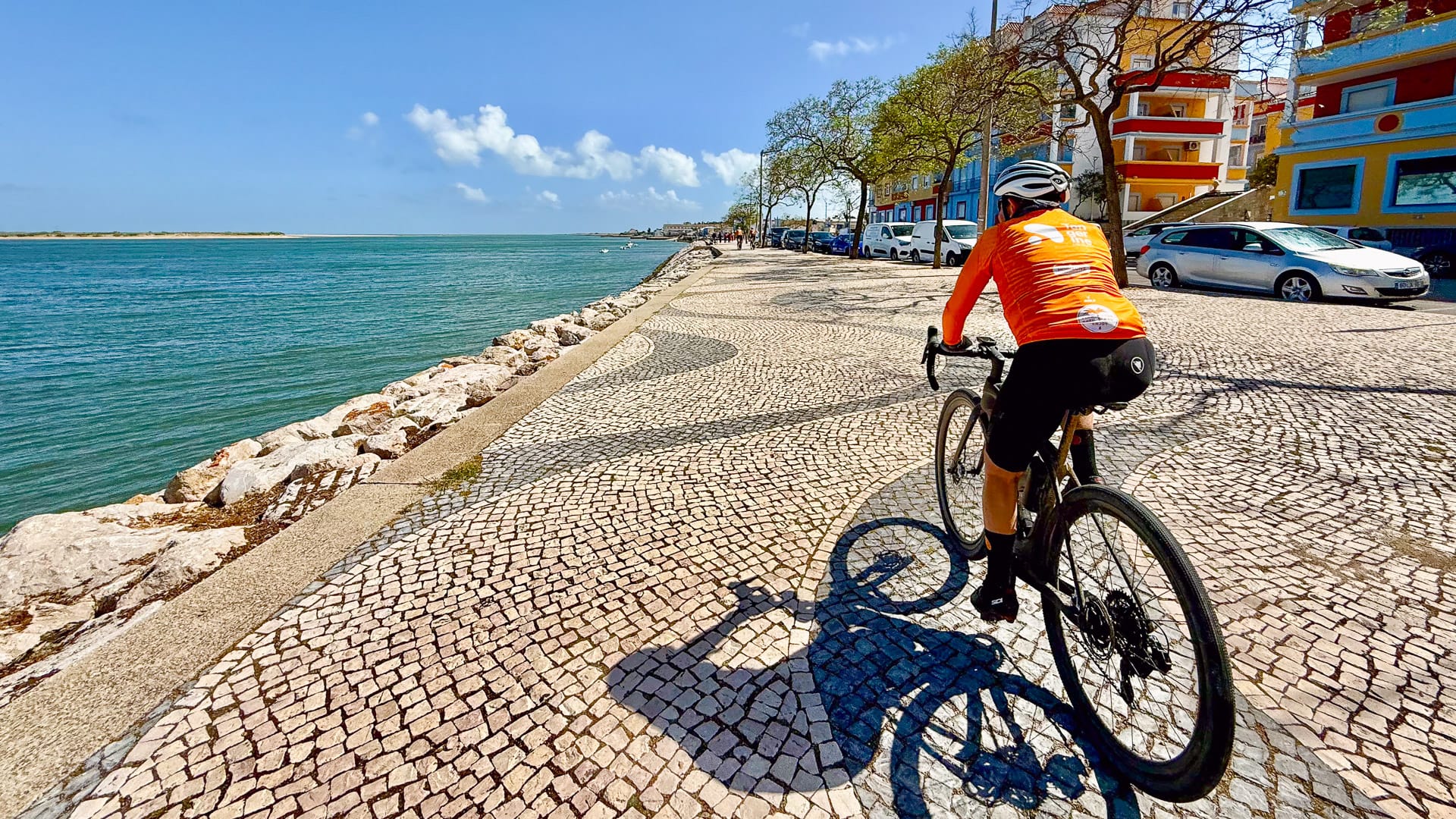 Cobblestone path in Tavira town in the Algarve, Portugal