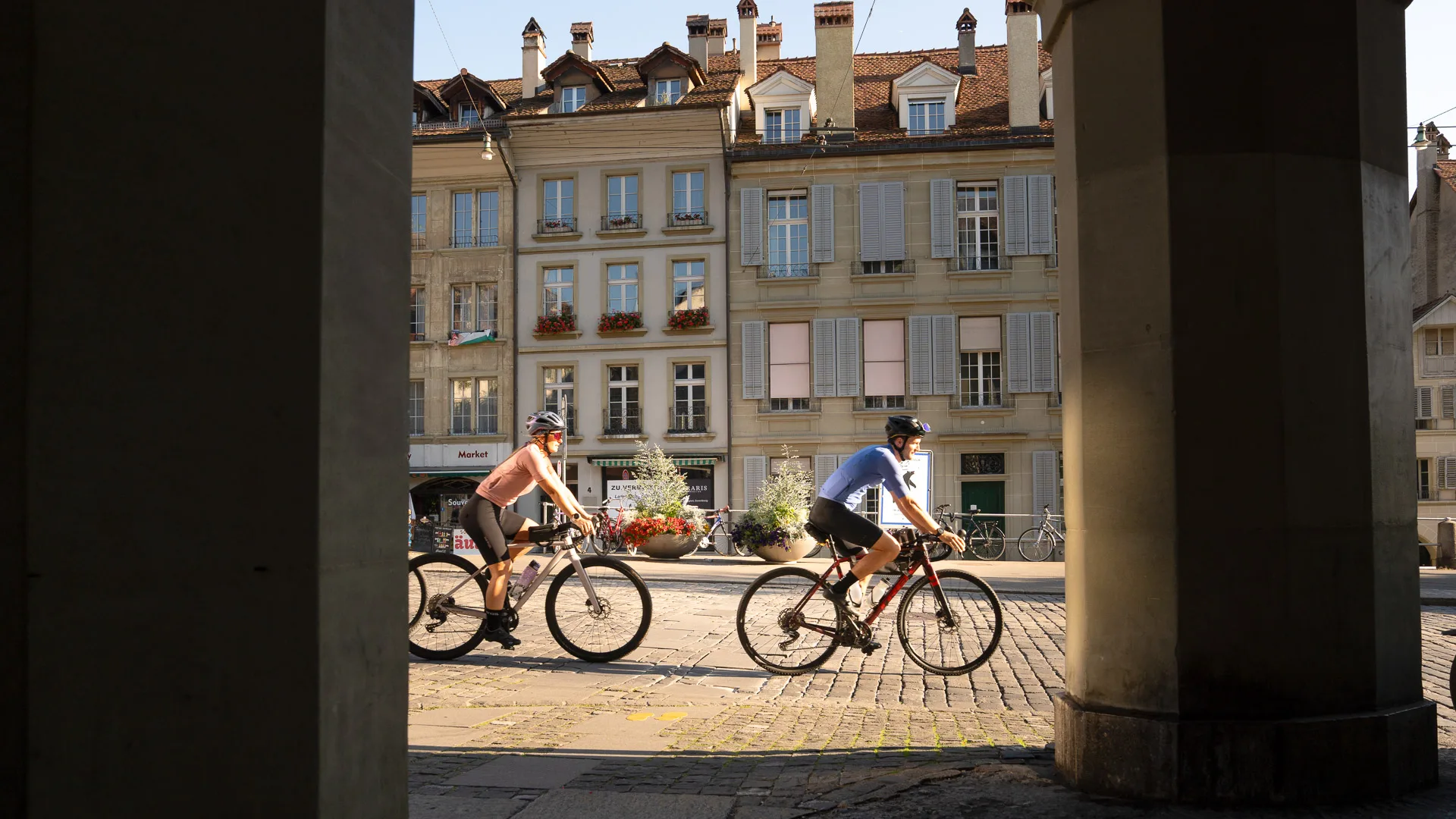 Cobblestone path running past historic buildings in a European Old Town