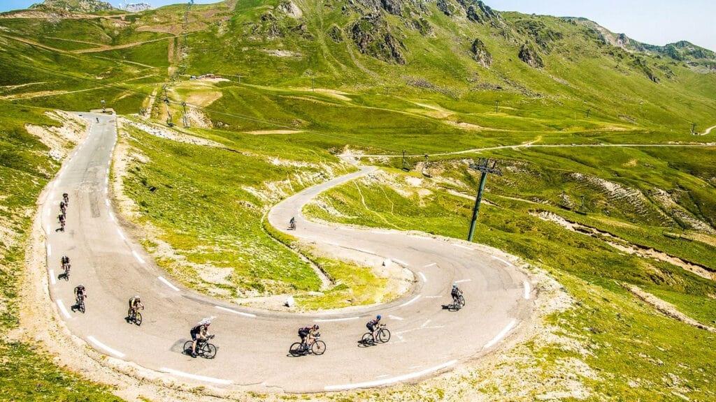 Road cycling in the Pyrenees mountains