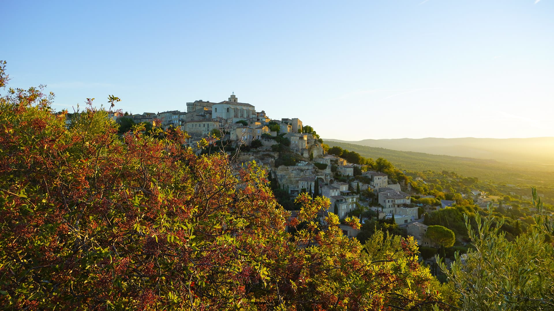 Landscape of a typical perched village in Provence