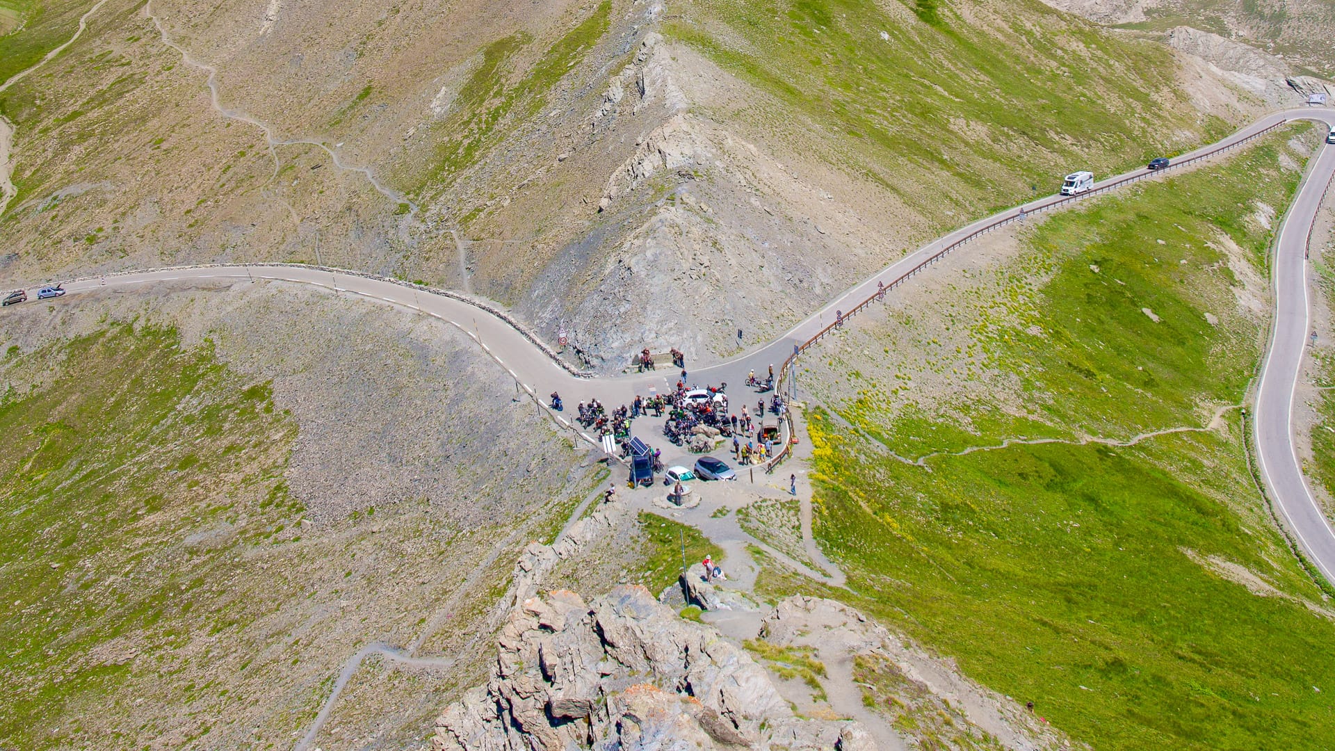 Panoramic view from Agnello Pass in the Italian Alps