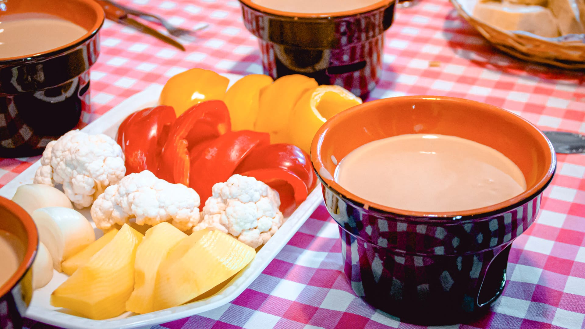 Traditional bagna caöda sauce with vegetables in Piedmont