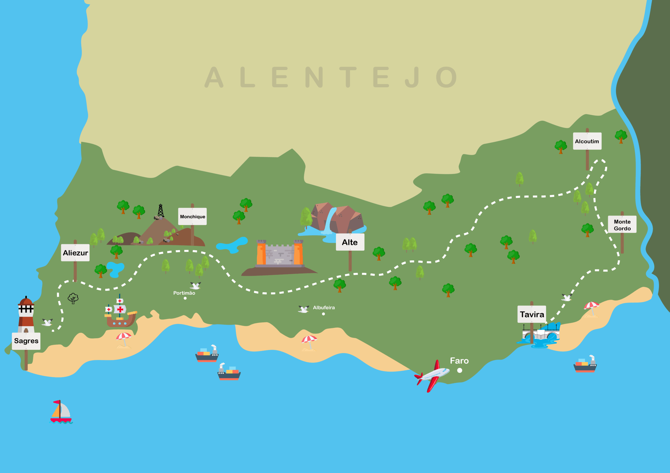 Cycling Across the Algarve (Road) route map