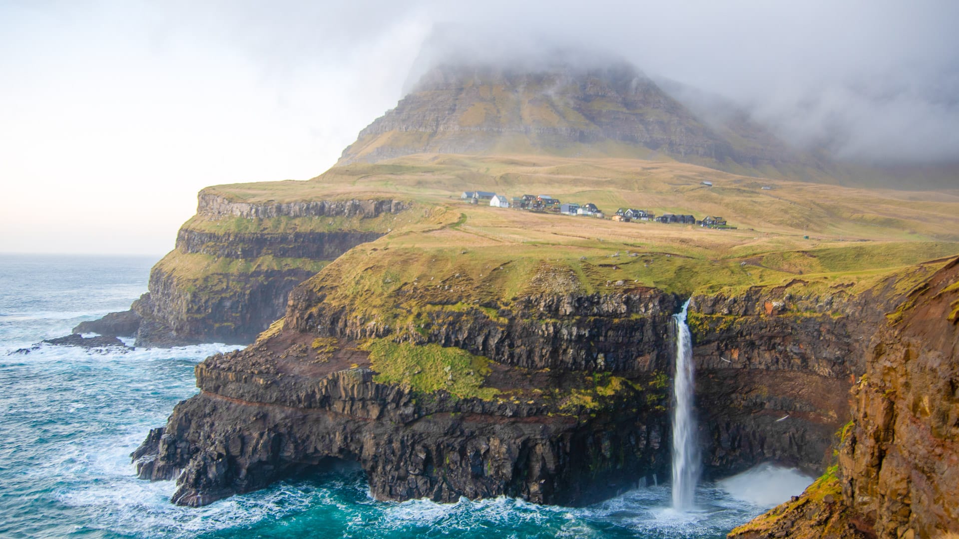 Beautiful waterfall called Múlafossur