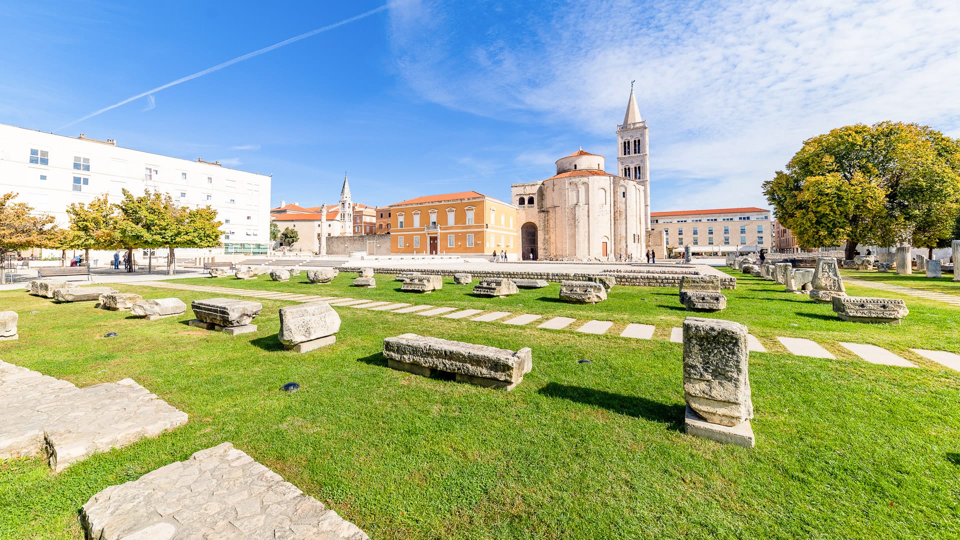 View of Zadar Old Town Forum and Church of St. Donatus