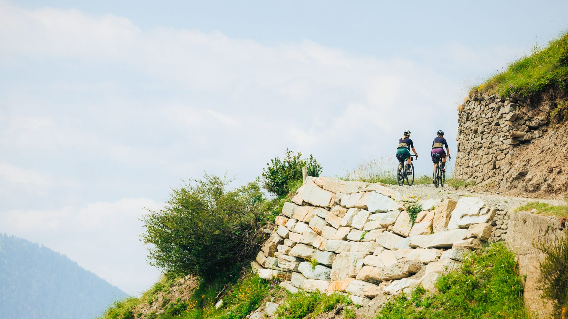 Cycling a mountain road along Strada dell'Assietta