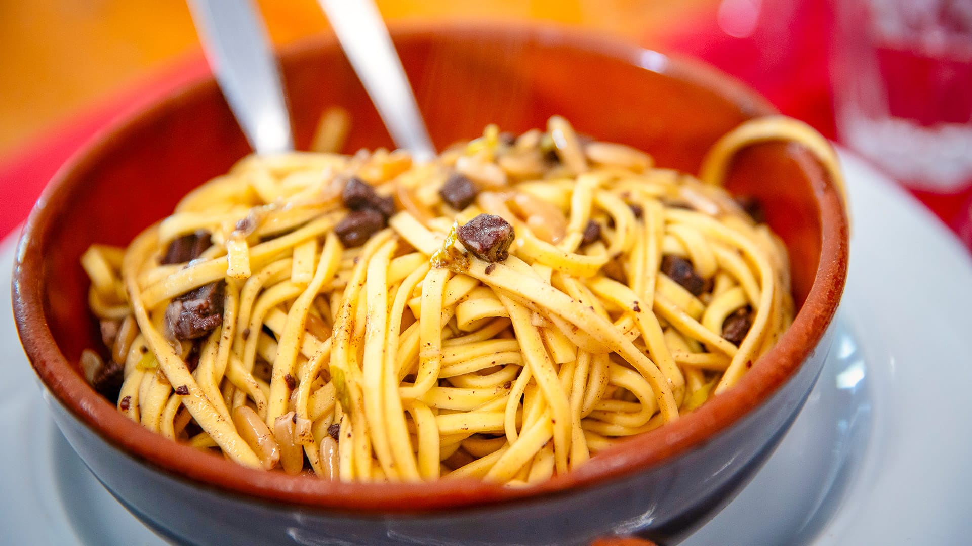 Fresh pasta dish served in a traditional Piemonte restaurant