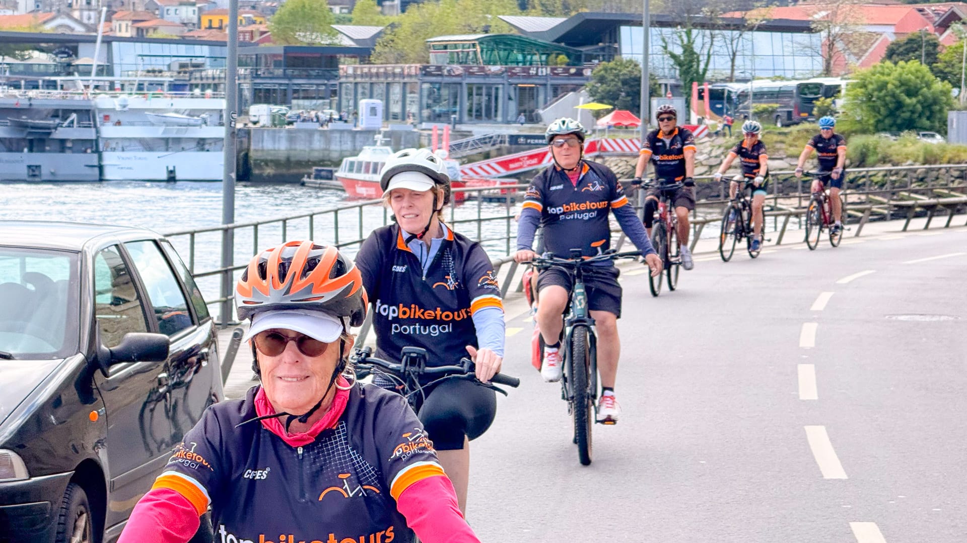 Coastal cycle lane in a seaside town near Porto