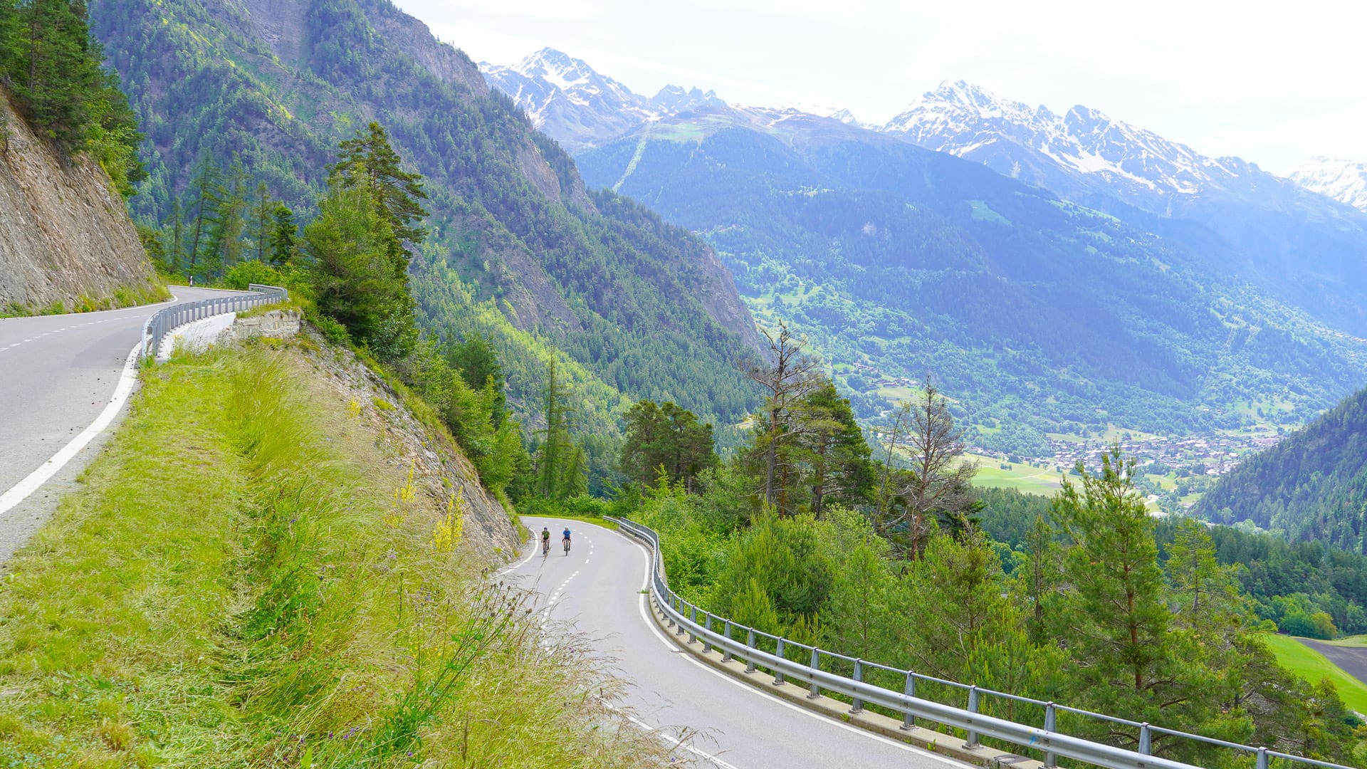 Two riders cycling in Verbier, Switzerland