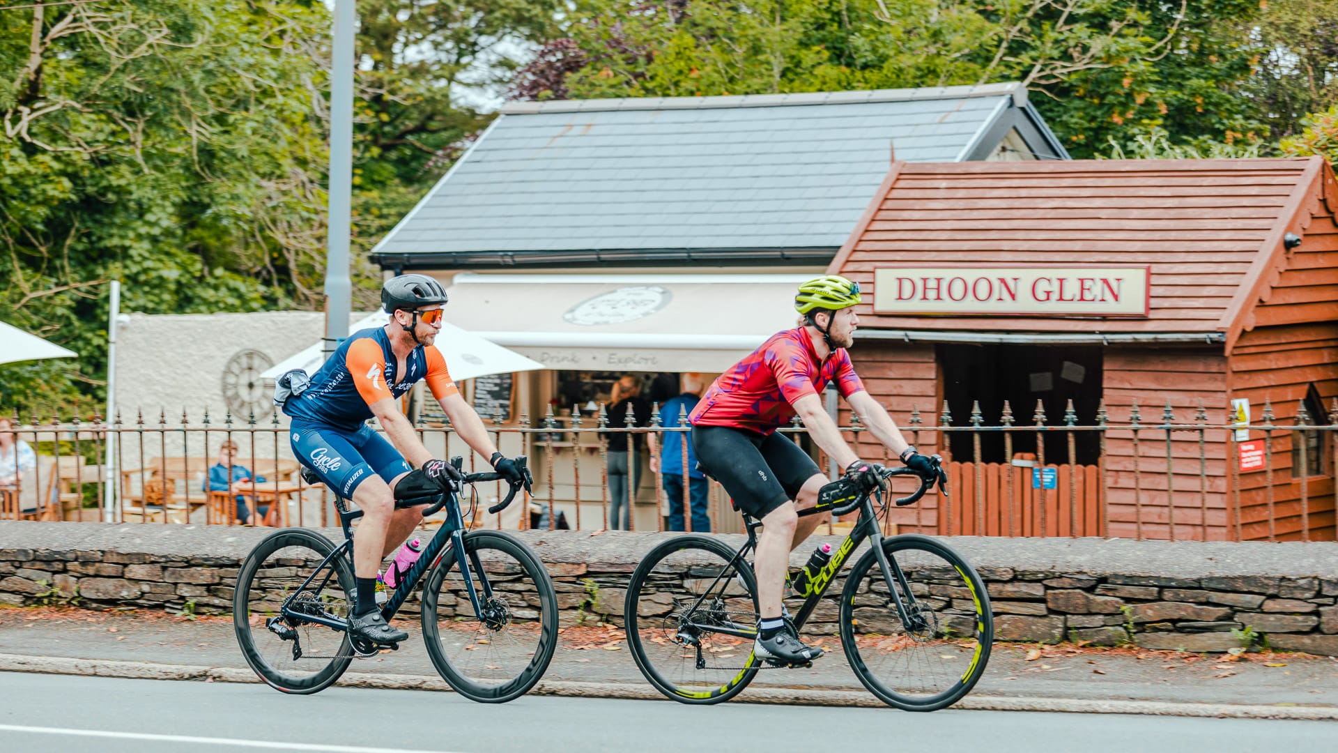 Cycling past Dhoon Glen, on the Island's north-east coast