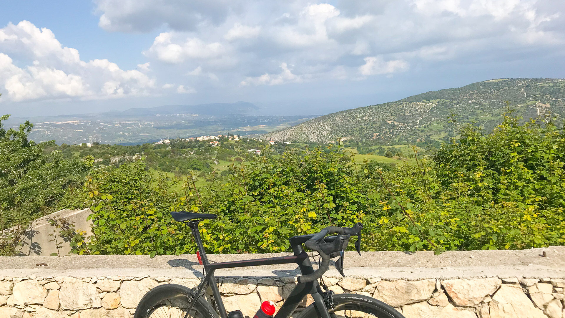 Cycling above Paphos Forest with views across the surrounding hills