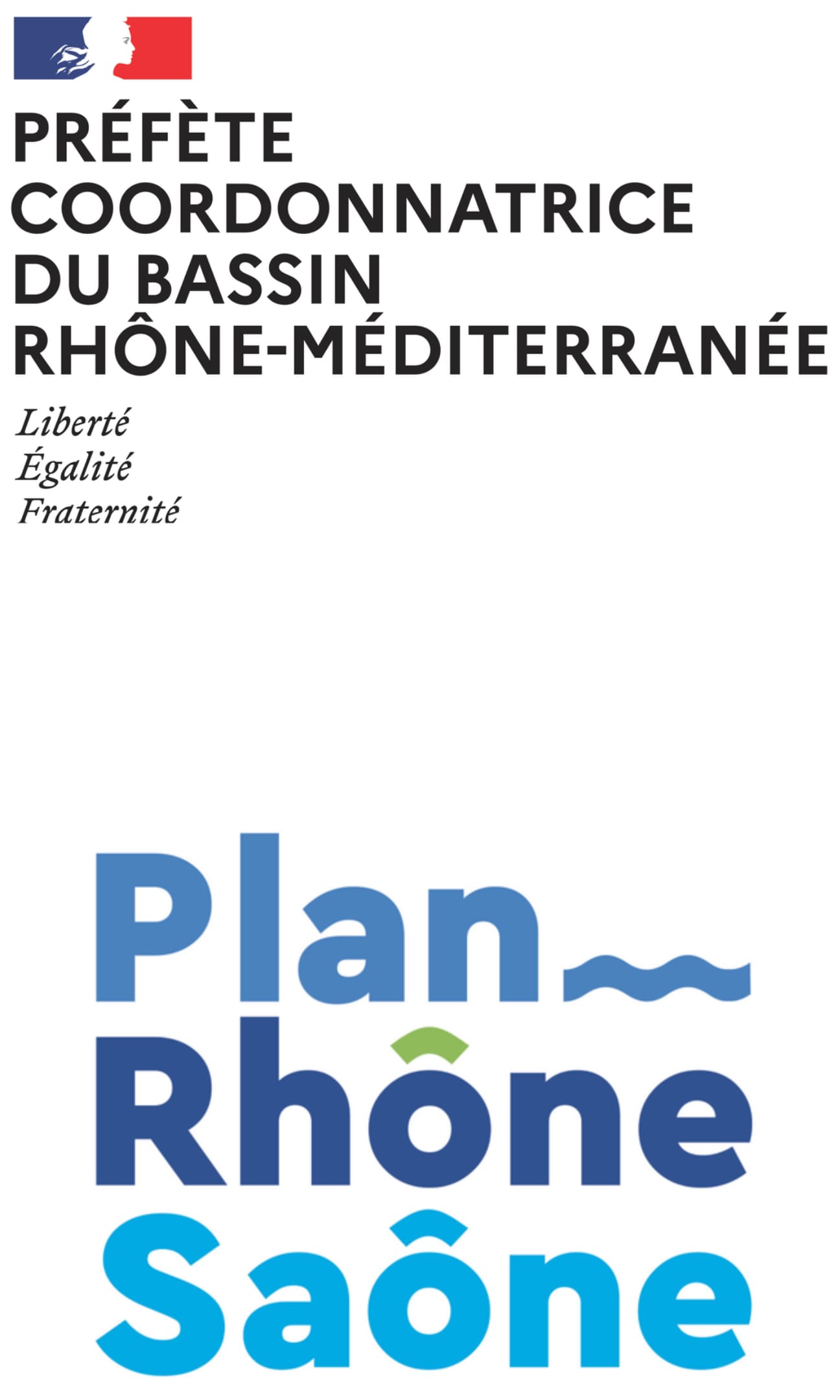 Préfète coordonnatrice du bassin Rhône-Méditerranée and Plan Rhône Saône logos