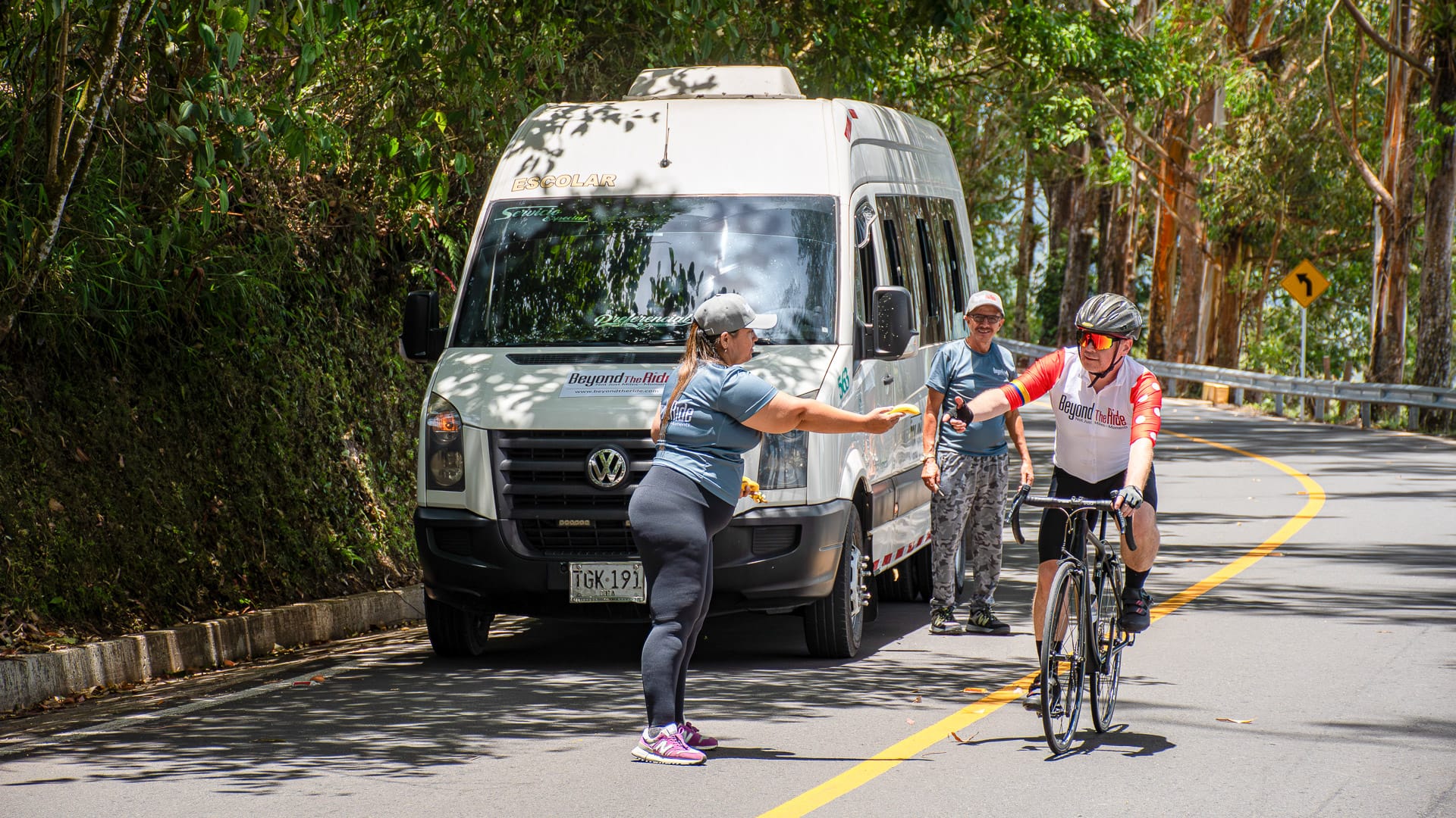 Beyond The Ride team offering support to cyclists on the road