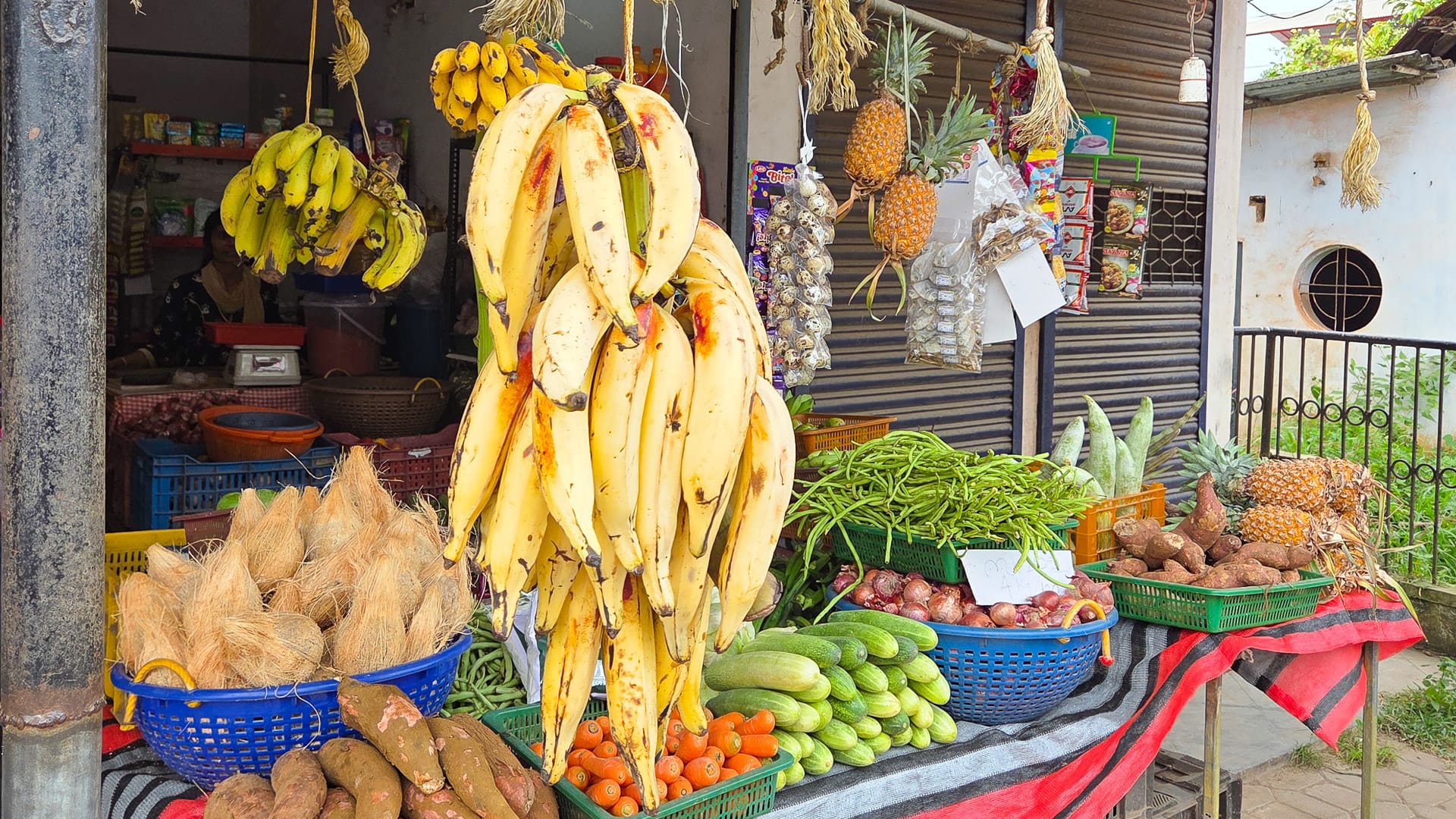 Local vegetable store in Kerala, India