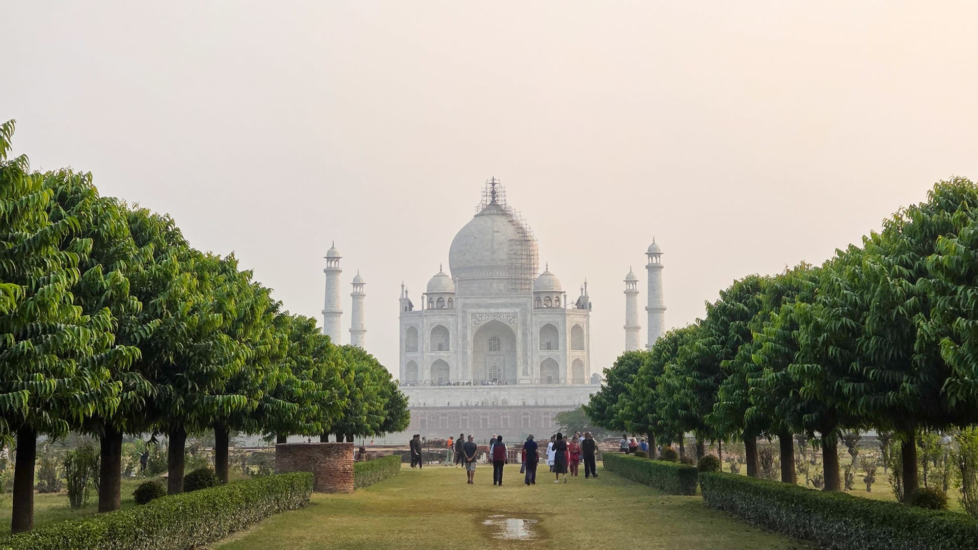 Taj Mahal viewed from Mehtab Bagh in Agra, India