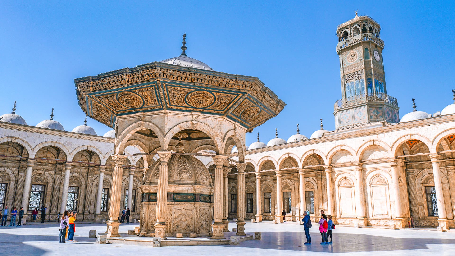 Courtyard of the Mosque of Muhammad Ali in Cairo during a Boat Bike Tours Egypt holiday