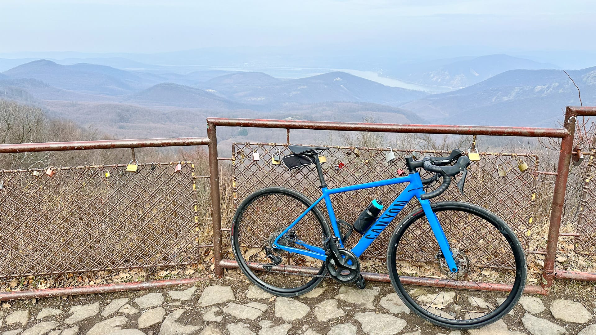 Cyclists riding in the Pilis Mountains near the Danube Bend
