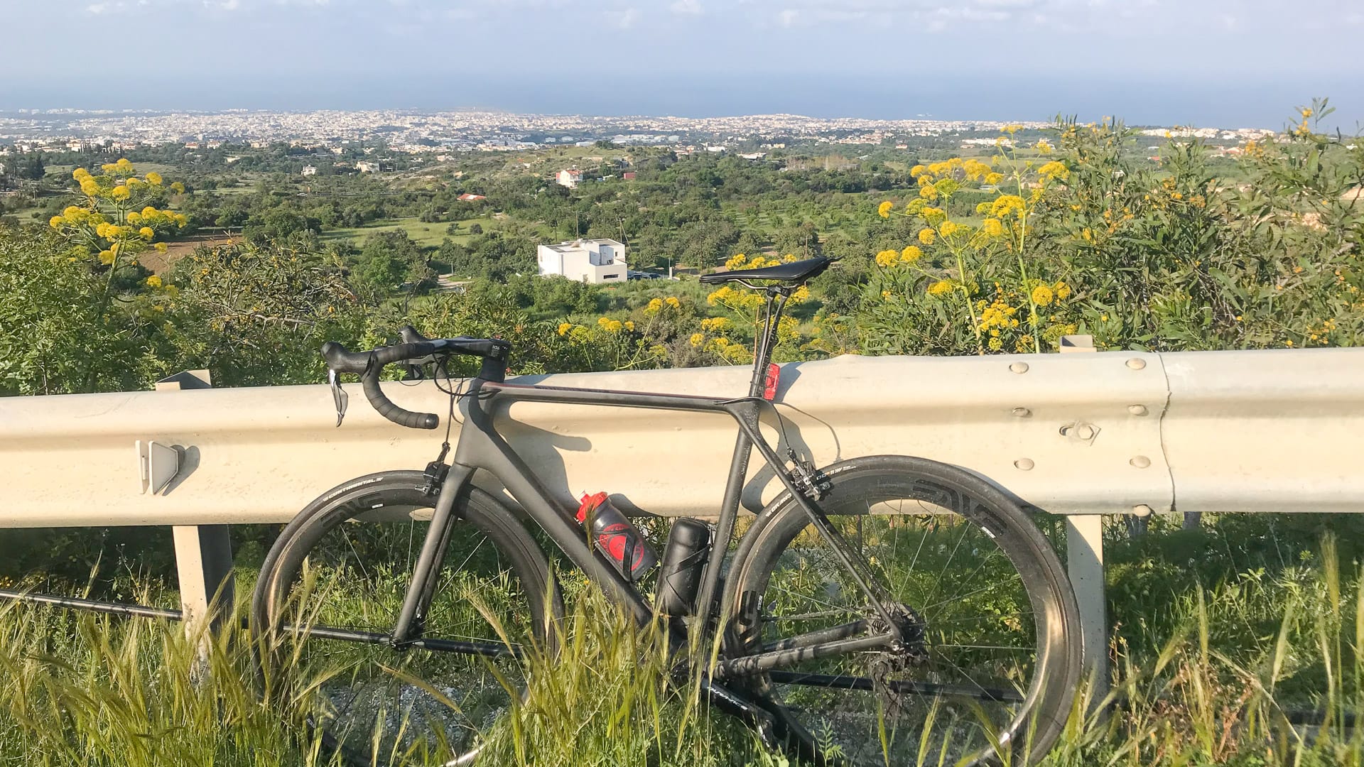 Road bike and view of Cyprus