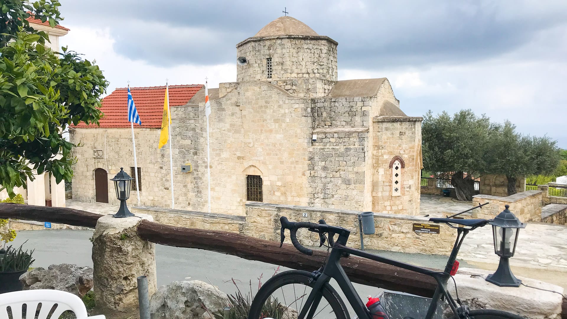 Cycling route church and road bike in Cyprus