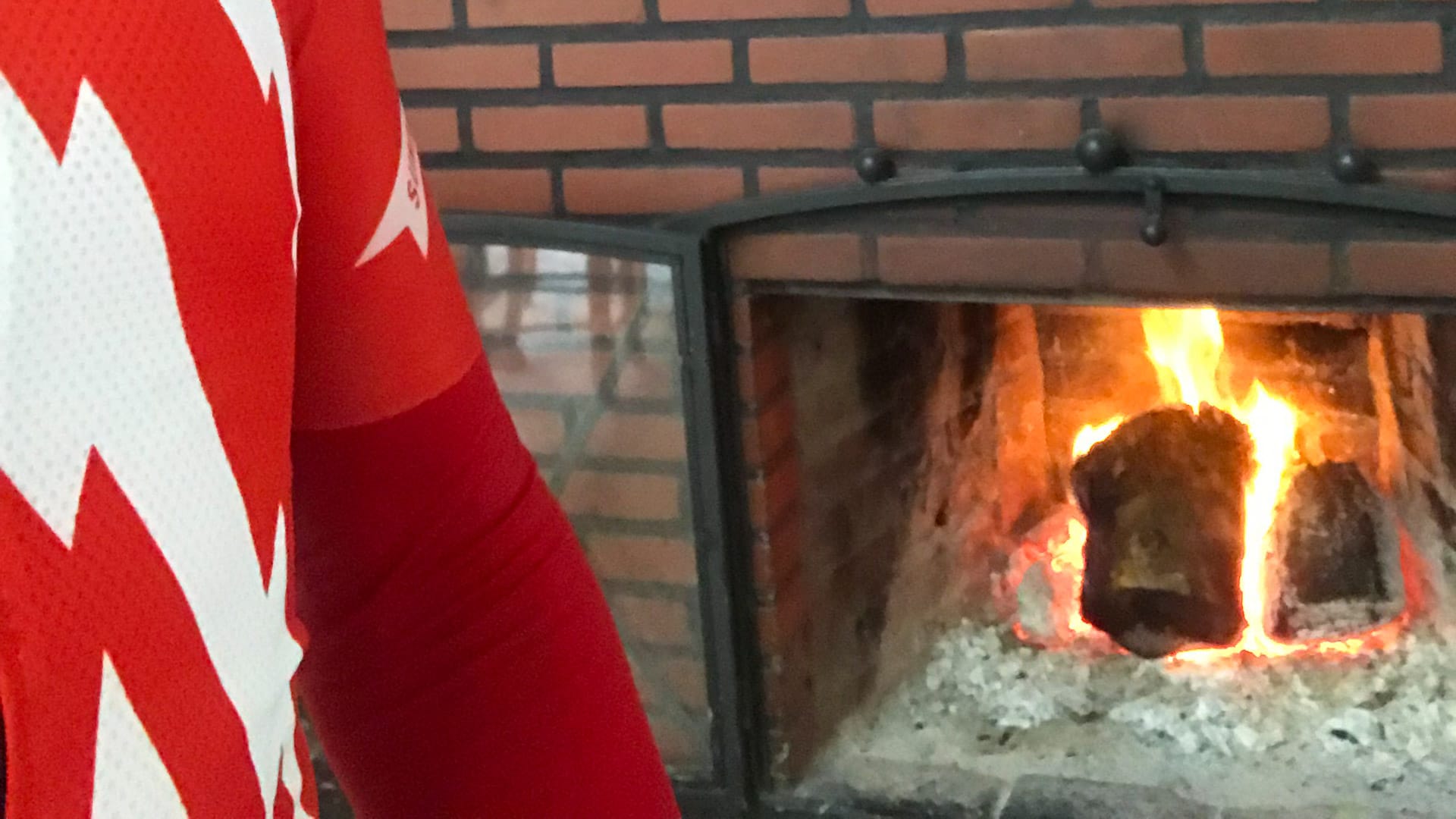 Cyclist and warm fire