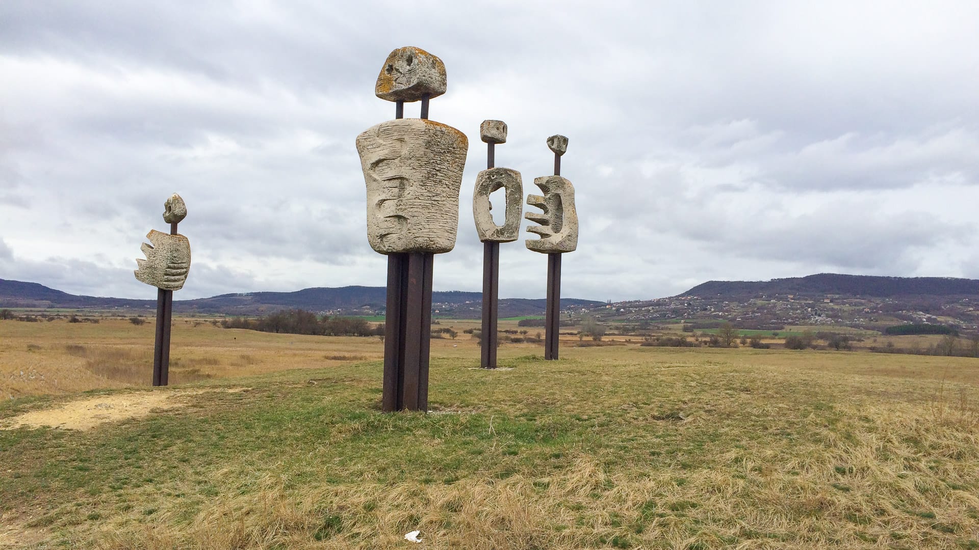 Roadside art installation in the Káli Basin near Lake Balaton
