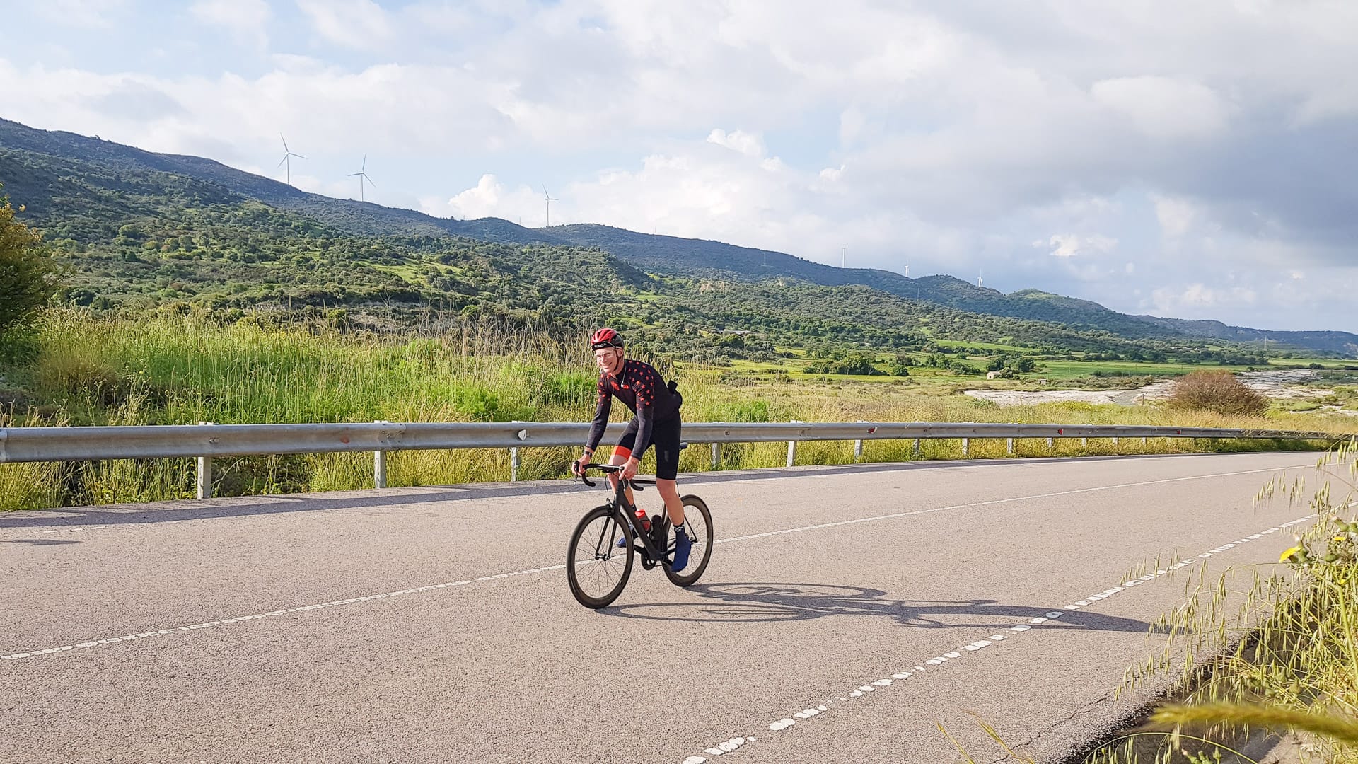 Cyclist riding the roads in Cyprus