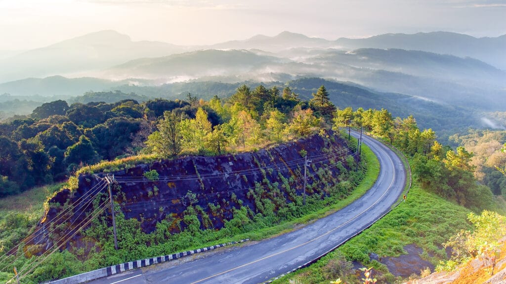 Sunrise over the mountains at Doi Inthanon Chiang Mai, Thailand