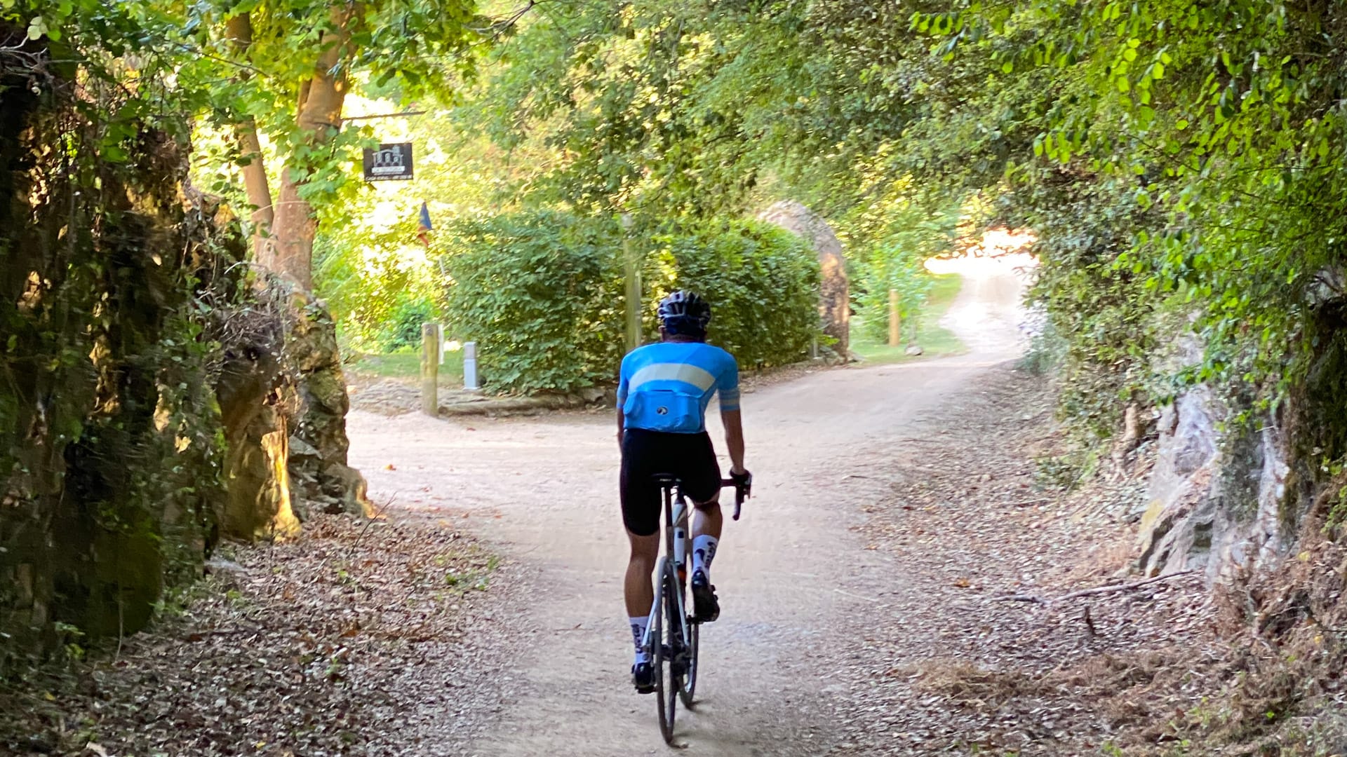 A cyclist gravel cycling in Girona