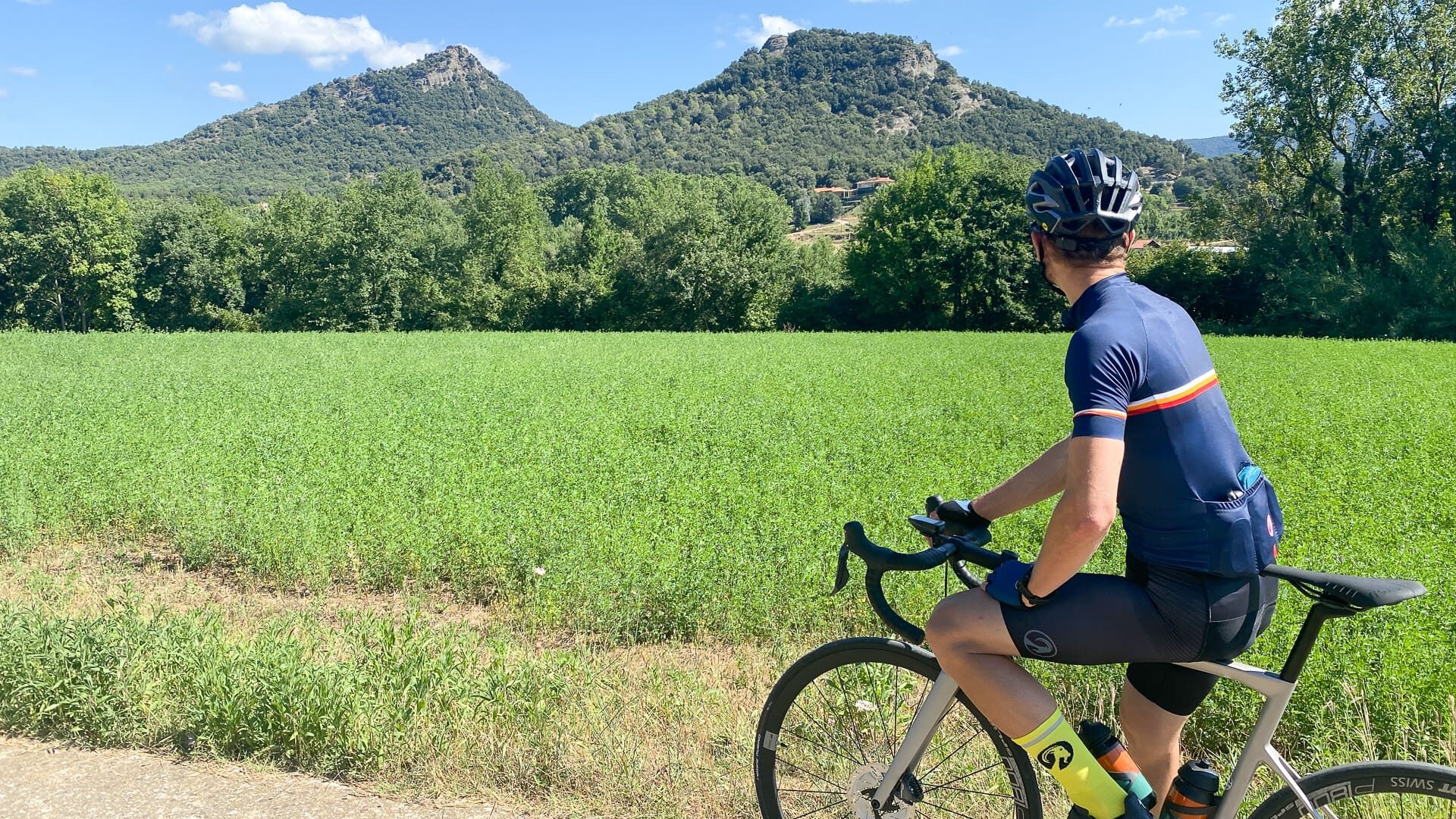 Cycling through the countryside around Les Planes d’Hostoles in Girona