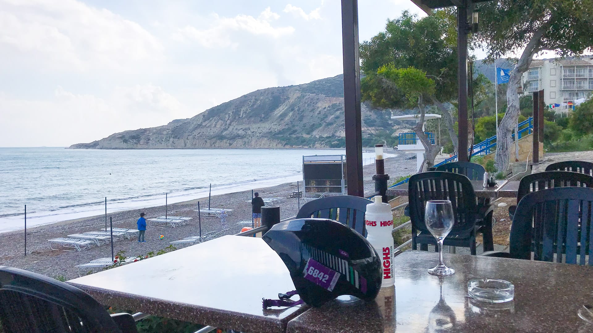 Captains Bay road bike ride coffee stop, Cyprus