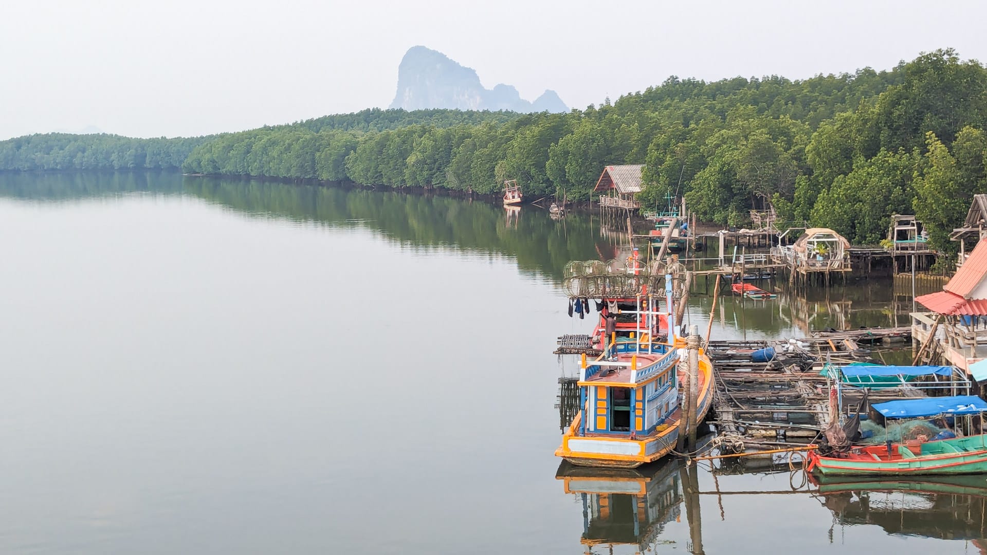 Cycling through traditional fishing villages on the route from Bangkok to Phuket in Thailand