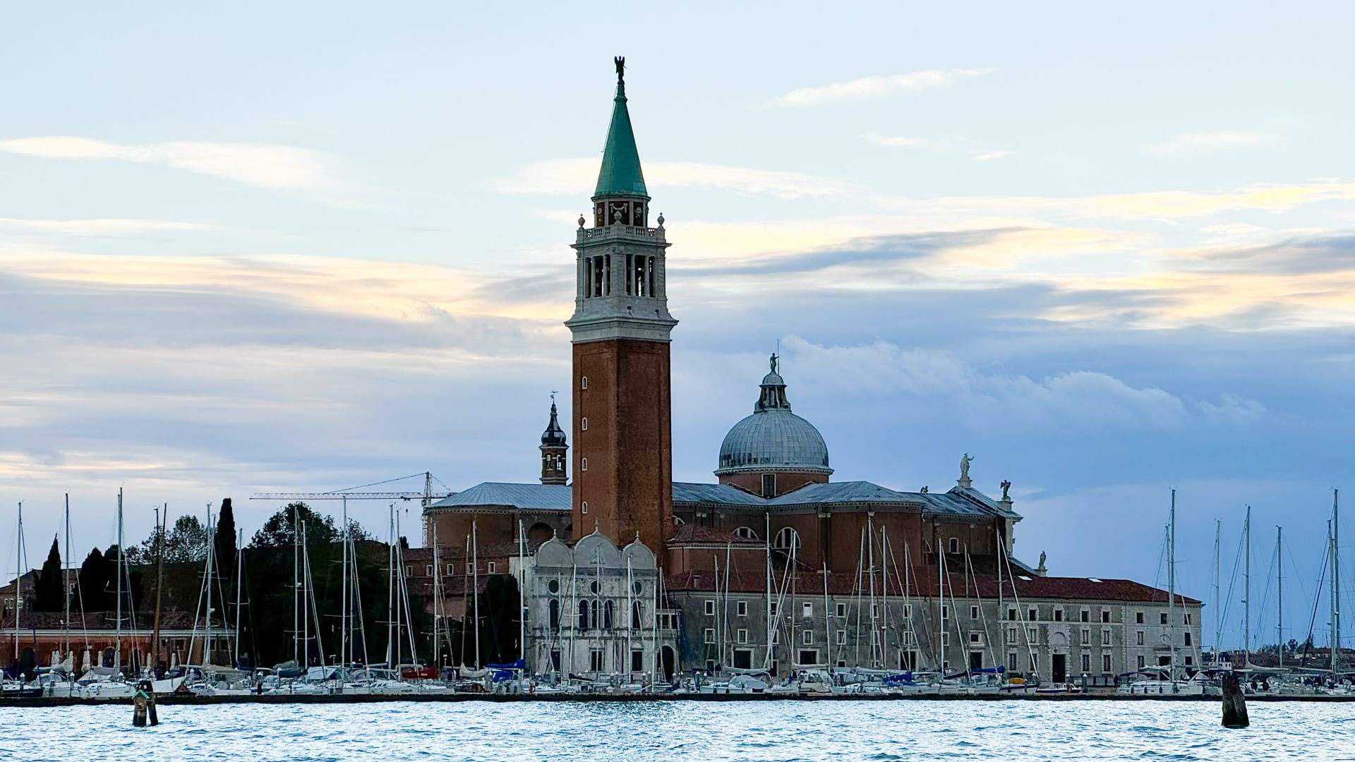 The historic San Giorgio Maggiore church and its prominent bell tower in Venice
