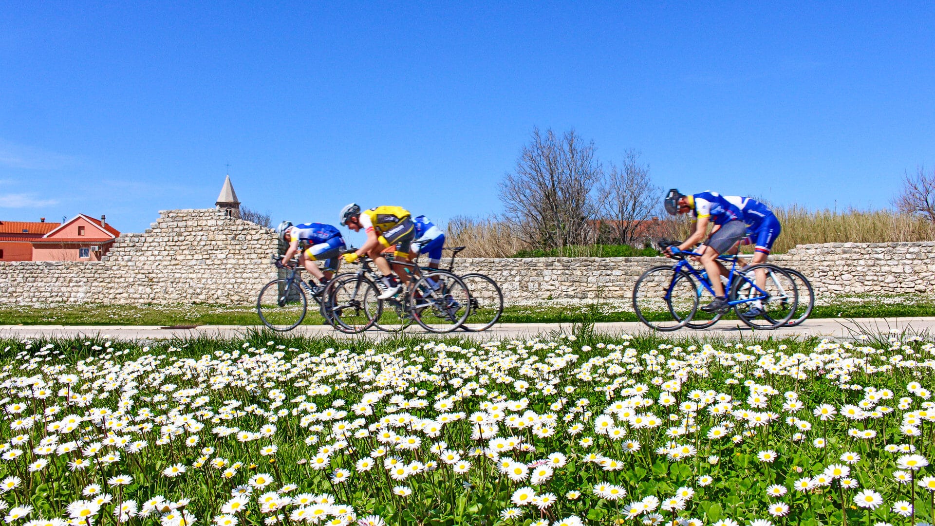 Riders cycling in Nin, Croatia’s oldest royal town