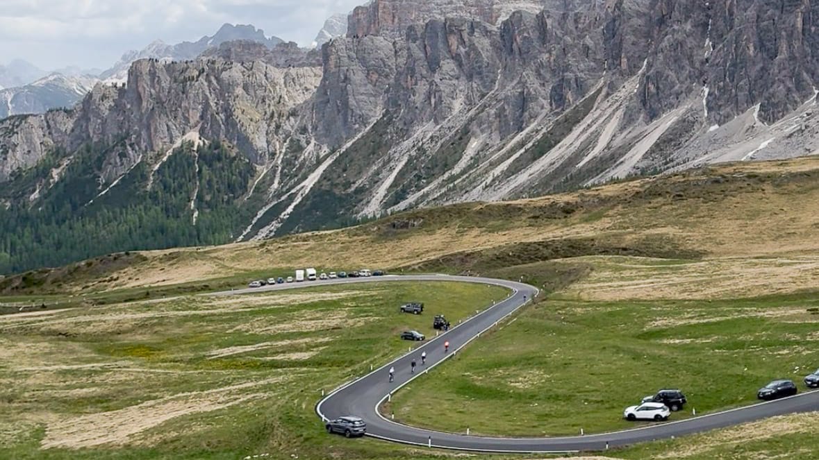 Panoramic view from Passo Giau in the Dolomites