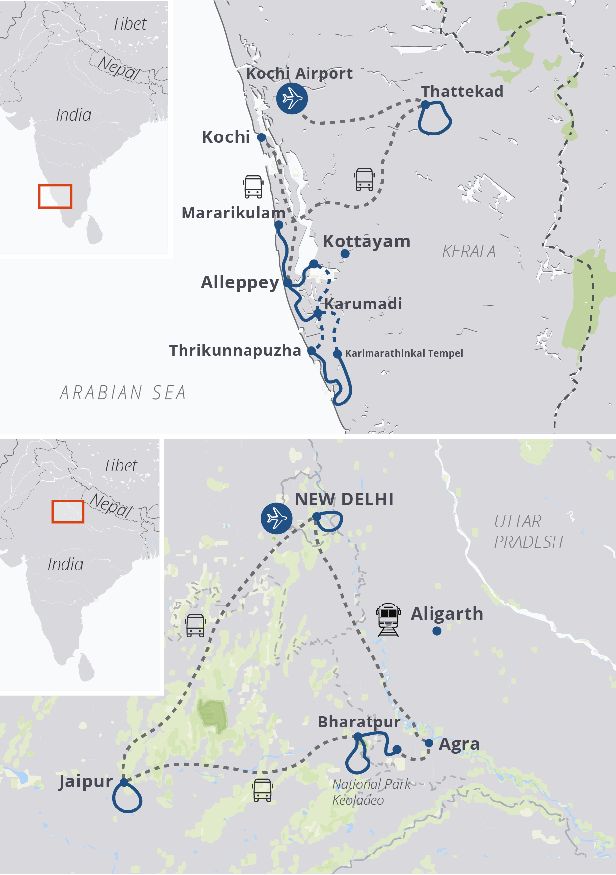Colors of India tour route map