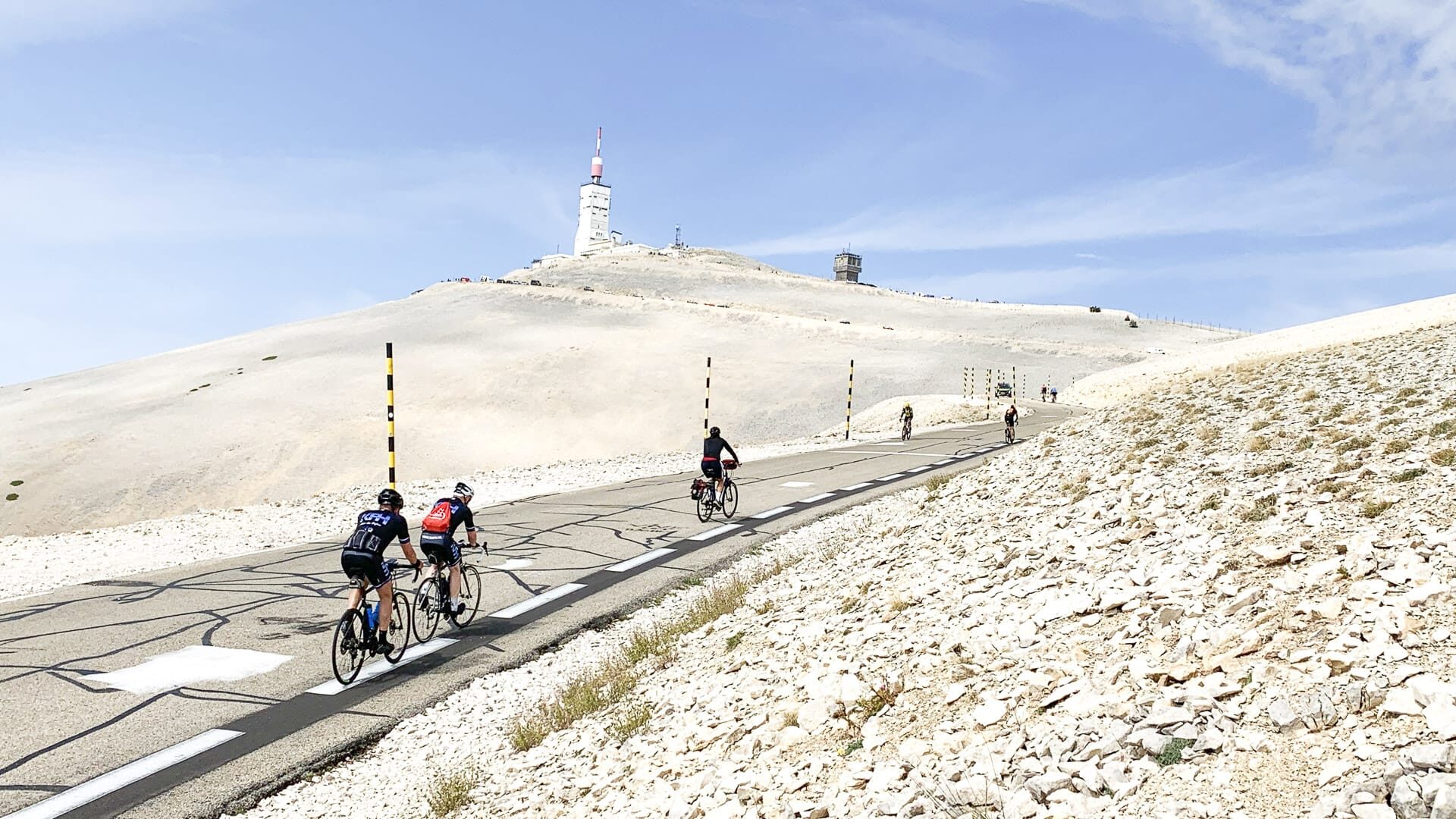 Cyclists climbing up Mont Ventoux