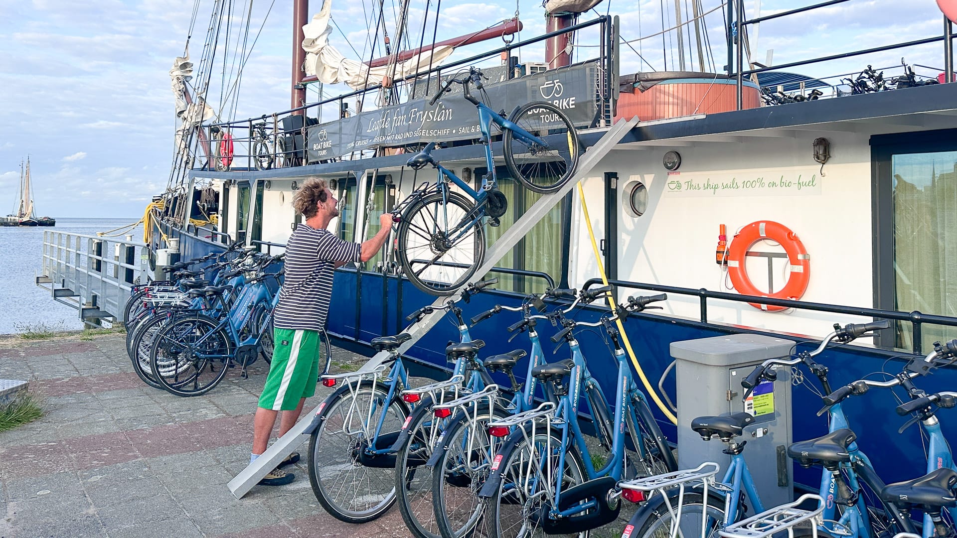 Preparing the bikes for the day's ride